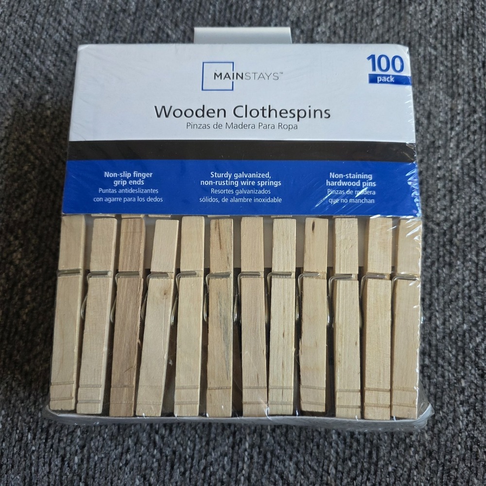 Mainstays Wooden Clothespins 100 Pack Walmart Non Staining Non Slip Grip Ends